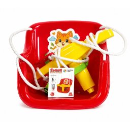 Leagan suspendat pentru copii Veselul Copilas rosu cu protectie