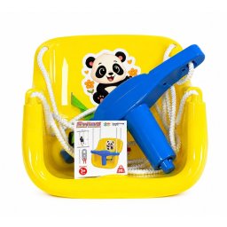 Leagan suspendat pentru copii Veselul Copilas galben, cu protectie
