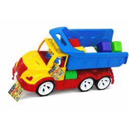 Basculanta Mati albastra cu 15 cuburi pentru constructie, 53 cm