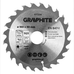 Disc fierastrau cu vidia pentru lemn Graphite 160 x 30 mm, 24 dinti