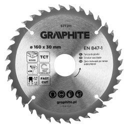 Disc fierastrau circular Graphite HM 160 x 30 mm, 36 dinti pentru lemn