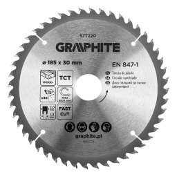 Disc fierastrau vidia Graphite 185 x 30 mm, 48 dinti, pentru lemn