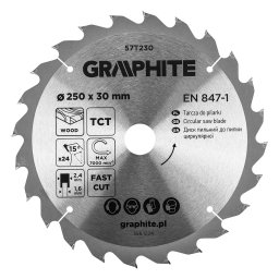 Disc fierastrau circular Graphite HM 250 x 30 mm, 24 dinti pentru lemn