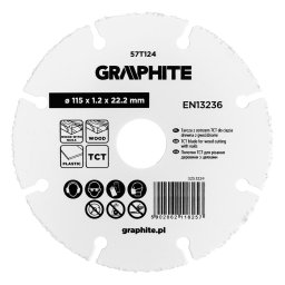 Disc de taiere TCT pentru lemn cu/fara cuie si plastic 115 x 1,2 x 22,22 mm