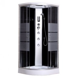 Cabina de dus cu hidromasaj Kerra Lisa 90x90 cm, curbata, negru