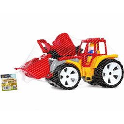 Tractor de jucarie BAMS cu 2 cupe mobile, rosu-portocaliu, 37 cm
