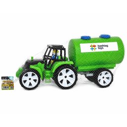 Tractor cu cisterna pentru copii, negru-verde, 51 cm, cu furtun