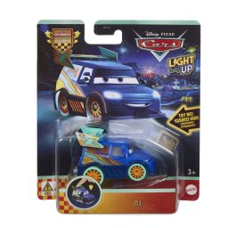 Masinuta luminoasa Cars DJ, scara 1:55, Mattel, cu efect luminos