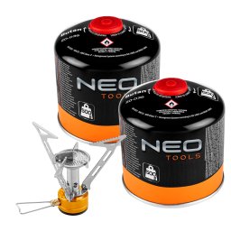 Arzator pe gaz pentru camping NEO TOOLS cu 2 cartuse, pliabil