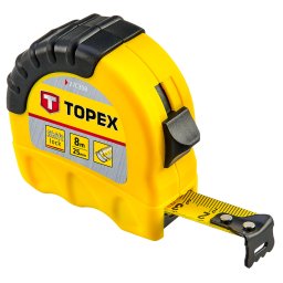Ruleta Topex cu banda din otel 8 m x 25 mm, blocare si carcasa ergonomica