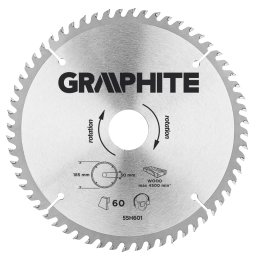 Disc circular Graphite 185 x 30 mm, 60 dinti, pentru lemn, PAL si MDF