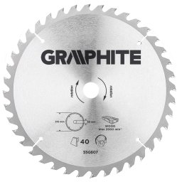 Disc circular pentru lemn Graphite 315x30 mm, 40 dinti, placute vidia