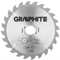 Disc circular cu carbura pentru lemn 200 x 30 mm, 24 dinti, Graphite