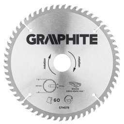 Disc circular pentru lemn Graphite, carbura, 200 x 30 mm, 60 dinti