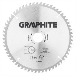 Disc circular Graphite 216x30 mm, 60 dinti HM pentru lemn, PAL si MDF