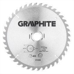 Disc circular pentru lemn Graphite 255 x 30 mm, 40 dinti, vidia