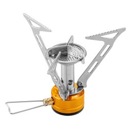 Arzator camping pe gaz EN417 pliabil, din inox, cu regulator