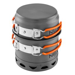 Set vase de gatit camping 2 în 1 din aluminiu anodizat, 0,9 L