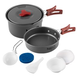 Set ustensile de gatit camping 7 in 1 din aluminiu anodizat NEO