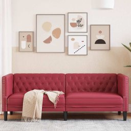 Canapea Chesterfield cu 3 locuri, rosu vin, piele ecologica GartenMobel Dekor