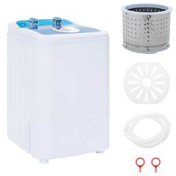 Masina de spalat mini cu un singur tub 4,6 kg Albastru si Alb GartenMobel Dekor