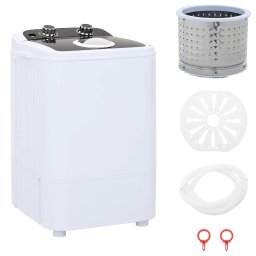Masina de spalat mini cu un singur tub 4,6 kg Negru si Alb GartenMobel Dekor