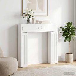 Cadru pentru semineu Alb Lucios 102 x 18 x 100,5 cm GartenMobel Dekor