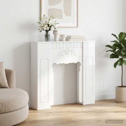 Cadru pentru semineu Alb foarte lucios 93 x 20 x 89 cm GartenMobel Dekor