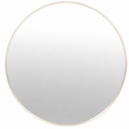 Oglinda eleganta de perete rotunda Pufo Glam cu rama decorativa, oglinda minimalista pentru baie, hol, dormitor, living sau dressing, Ø 50 cm, crem