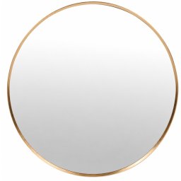 Oglinda eleganta de perete rotunda Pufo Glam cu rama decorativa, oglinda minimalista pentru baie, hol, dormitor, living sau dressing, Ø 50 cm, auriu