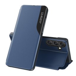 Husa Hurtel Eco Leather View - Husă tip carte (flip) - compatibil cu Samsung Galaxy A24 4G stand - Kickstand / Suport, Ecologic/degradabil - culoare Albastru