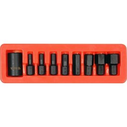 Set 9 biti de impact hexagonali, YT-10662, cu adaptor 1/2", Cr-Mo