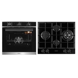 Cuptor Pachet incorporabil Cuptor incorporabil SC628GX9, 75 L, 9 functii si Plita incorporabila PSG-64SG2, 4 arzatoare pe gaz, gratar din fonta, sticla neagra