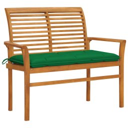 Banca de gradina, cu perna verde, 112 cm, lemn masiv de tec GartenMobel Dekor