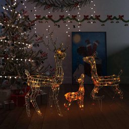 Decoratiune de Craciun familie reni 300 LED-uri colorat acril GartenMobel Dekor