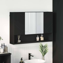 Dulap cu oglinda pentru baie Pe perete Negru 80 x 17 x 55 cm GartenMobel Dekor
