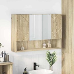 Dulap cu oglinda pentru baie Stejar sonoma 80 x 17 x 55 cm GartenMobel Dekor