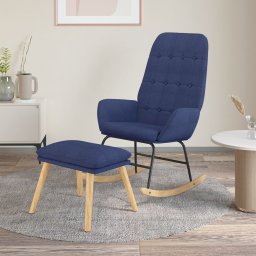 Scaun balansoar cu taburet, albastru, material textil GartenMobel Dekor