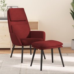 Scaun de relaxare cu taburet, rosu vin, textil GartenMobel Dekor