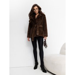 Palton elegant maro cu curea