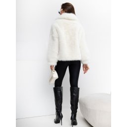 Palton elegant ecru cu guler