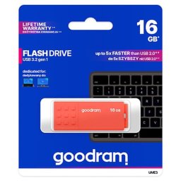 Stick USB Goodram UME3 PLYFD16GGUM3O | 16GB, USB 2.0, Portocaliu