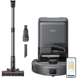 Aspirator Robot Eufy E20 T2070G10 | 8.000Pa, Statie Auto-Golire, Filtrare 5 Nivele, Negru