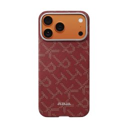 Husa Pitaka KI1702PTKP | iPhone 17 Pro Max, Ultra-Slim, PitaTap, Monogram Gold/Red