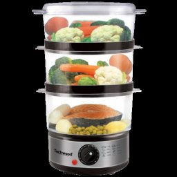 Aparat de gatit cu abur Techwood TCV-364, 6L, 3 cosuri, inox, 400W