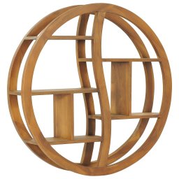 Raft de perete Yin Yang, 80 x 17,5 x 80 cm, lemn masiv de tec GartenMobel Dekor