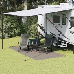 Covoare pentru Cort Manual Gri deschis 400 x 200 cm Polietilena GartenMobel Dekor
