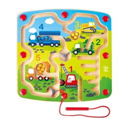 Joc de indemanare din lemn - Labirint magnetic santier si numere