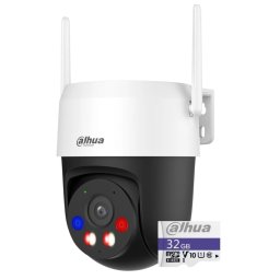 Camera IP wireless rotativa Dahua + Card 32GB, Wi-Fi 6, 5MP, lentila 4mm, Iluminare duala, Alarma, Comunicare bidirectionala, slot microSD, IP66 - IPC-P5AS-PV