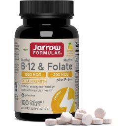 Methyl Cobalamine B12 - Methyl Folate B9 - Jarrow Formulas - 400 mcg - Lemon - 100 Lozenges